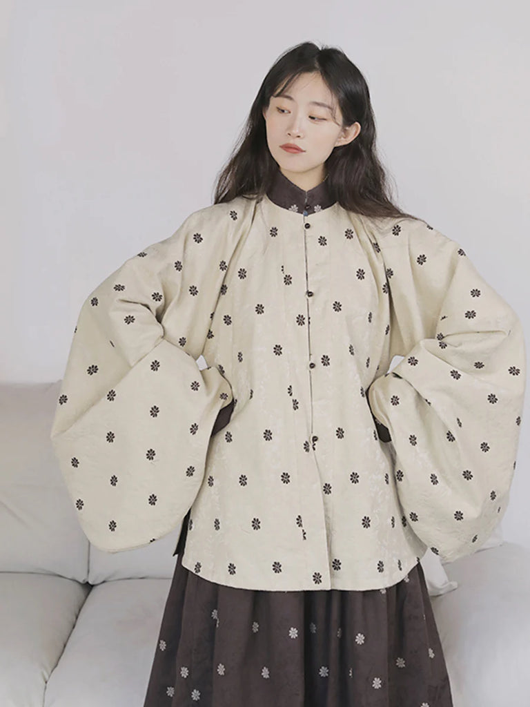 Chuju Lian 菊花链 Daisy Chain Reversible Cotton Modernized Ming Pipa Sleeve Top & Skirt