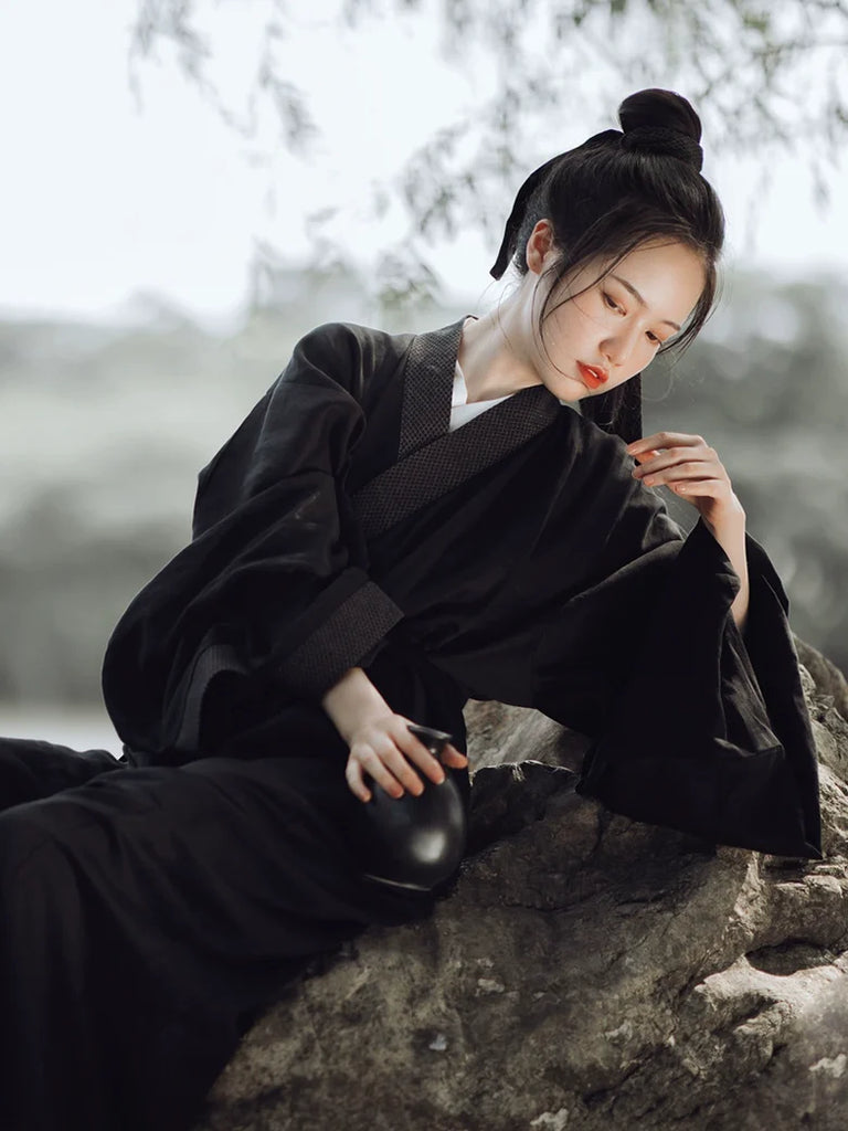 Mo Se 墨色 Ink Stone Han Wei Jin Daily Cotton Linen Unisex Zhiju Robe