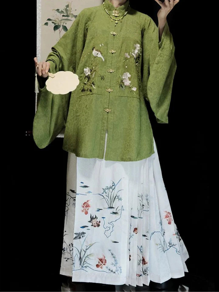 Ming Yun 明韵 Embroidered Liling Duijin Pipa Sleeve Cotton Ao Shirt